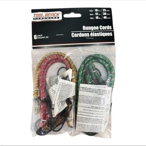 NWT Tool Bench Hardware 6-Pack Assortment Colors Bungee Cords